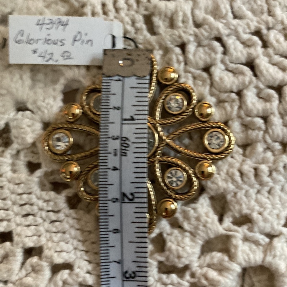 Premier Designs pin or pendant glorious gold toned with faux diamonds - Picture 6 of 7
